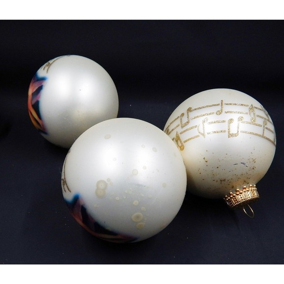 Krebs Gold Glass Ball Ornaments Angels Cherubs Musical Notes 2.5" Set of 4 - Picture 8 of 9